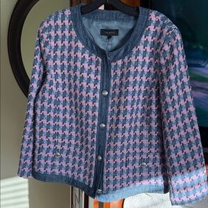 Talbots Pink and Blue Houndstooth Blazer